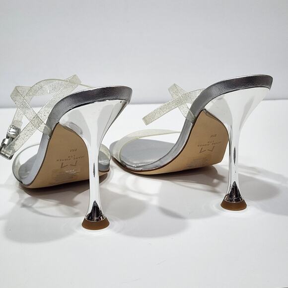 Marc Fisher Calisty Strappy High Heeled Sandals Ankle Strap Glitter Silver‎ Sz 8 - Picture 11 of 16